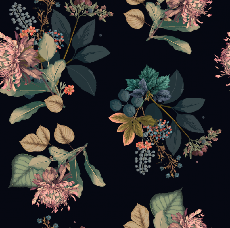 Torkade blommor svart