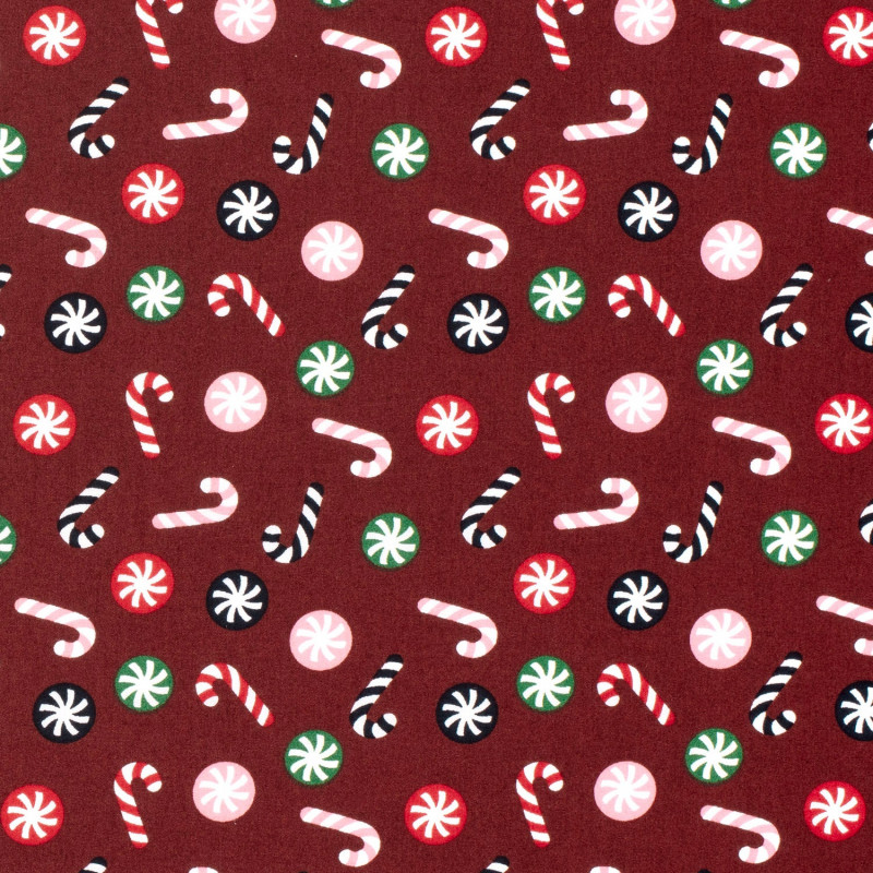 Poplin jul polkakäpp röd