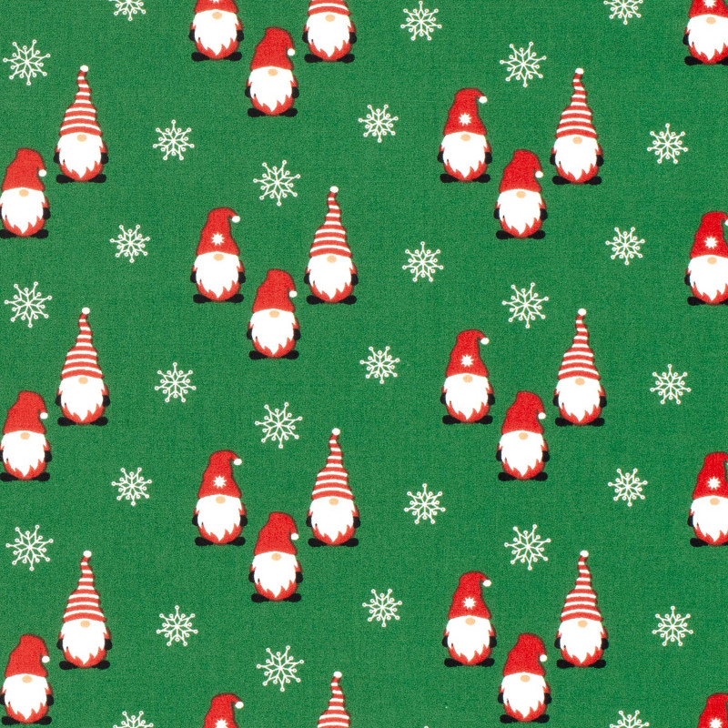 Poplin jul tomte grön