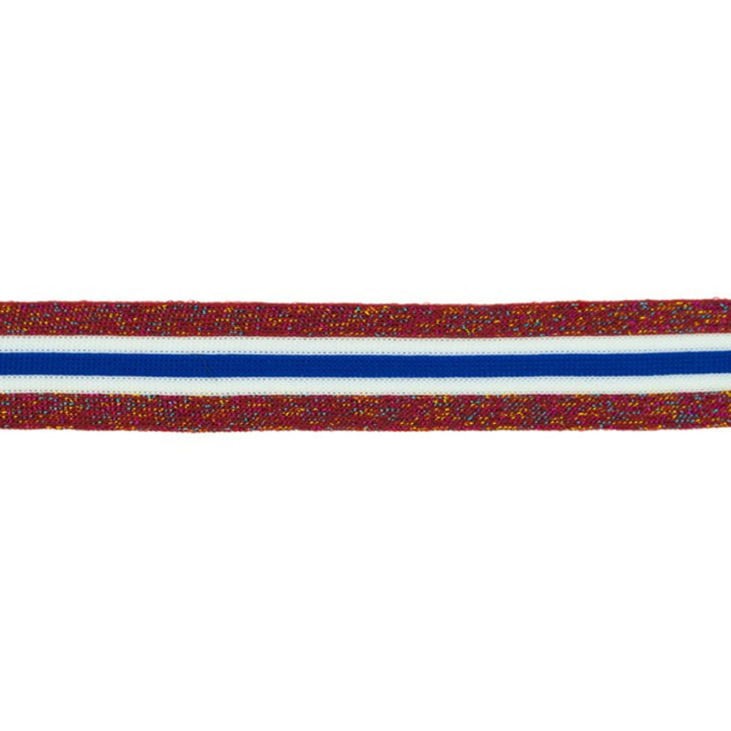 Side stripe lurex red multi white cobalt