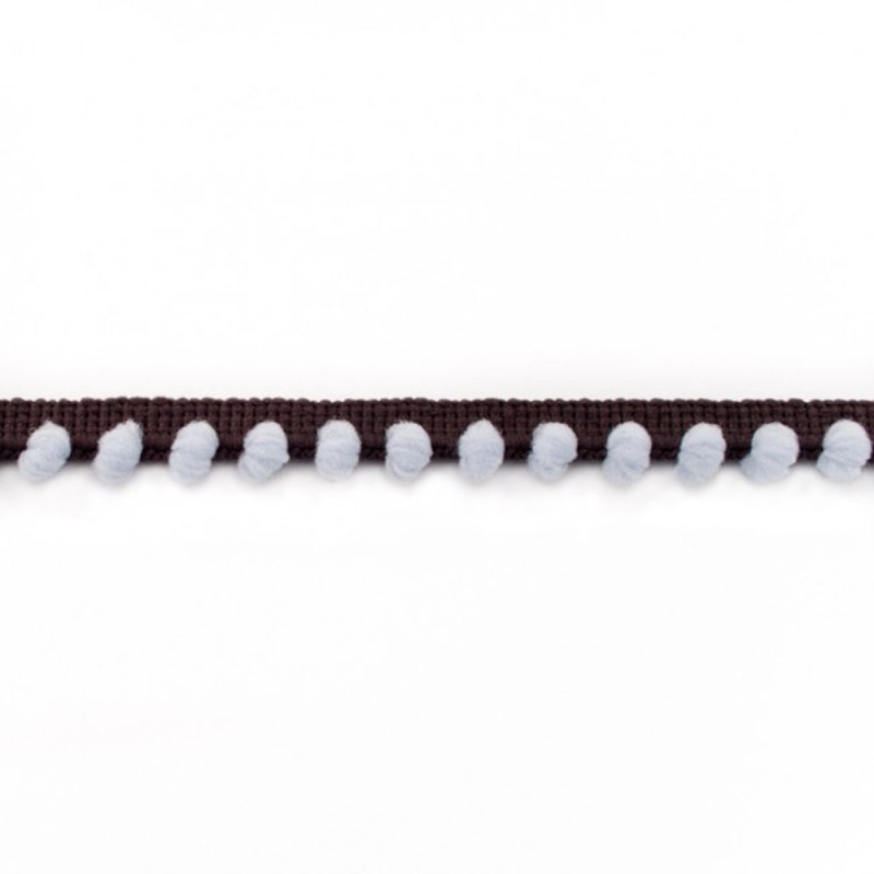 Two colored Pom Pom Lace chocolate lightblue