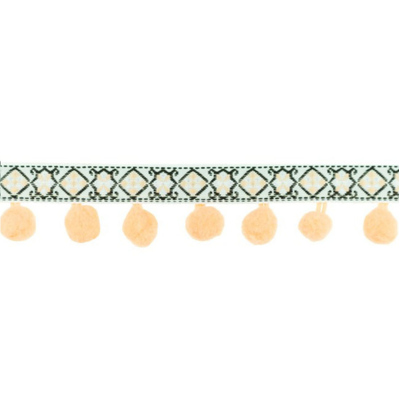 Pom pom lace jacquard salmon