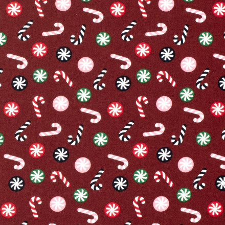 Poplin jul polkakäpp röd