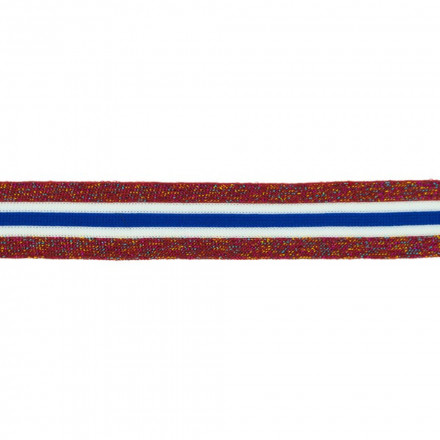 Side stripe lurex red multi white cobalt