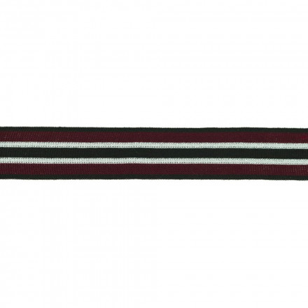 Side stripe lurex bordeaux white black