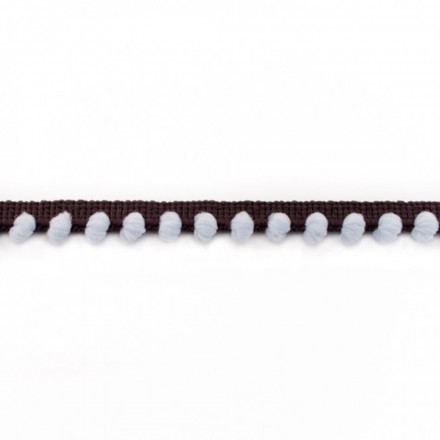 Two colored Pom Pom Lace chocolate lightblue