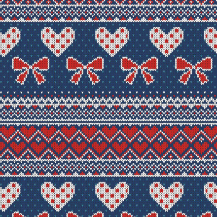 Rosett och Hjärta stickade