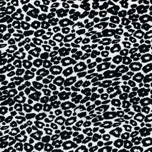 French terry digital Leopard black white